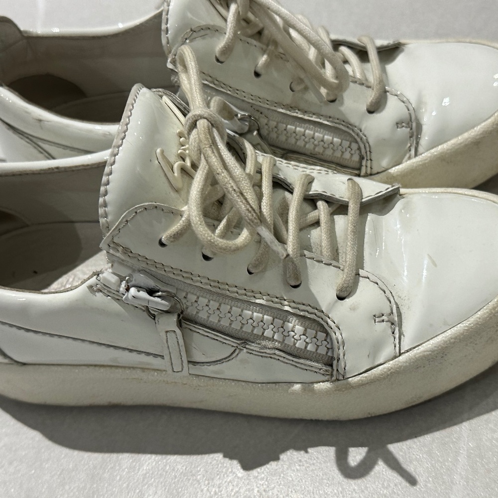 Giuseppe Zanotti dual zip sneakers white patent